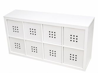 White 8-Cube Storage Cabinet with Doors | Modern Organizer | Excellent Condition