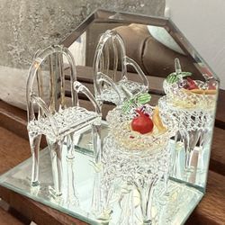 Vintage Spun Glass Chair & Table With Fruit Basket