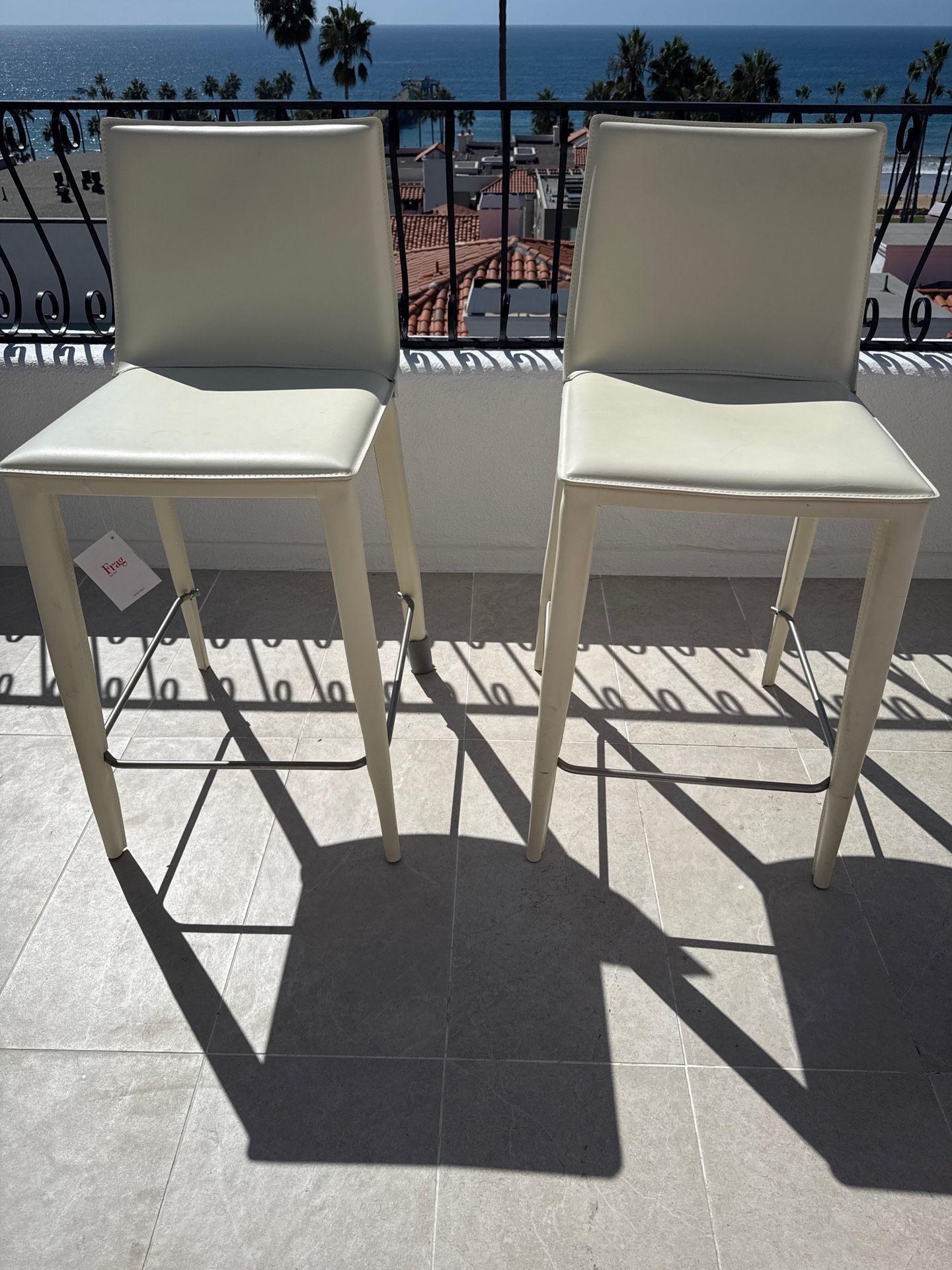 Frag Italian Leather Bar Stools – Modern Designer Pair