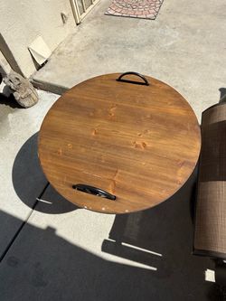 Round Wood Serving Tray with Handles