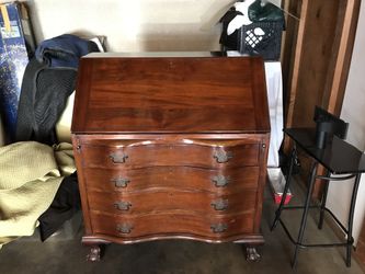 Mahogany Chippendale Style Serpentine Drop Front Secretary Desk