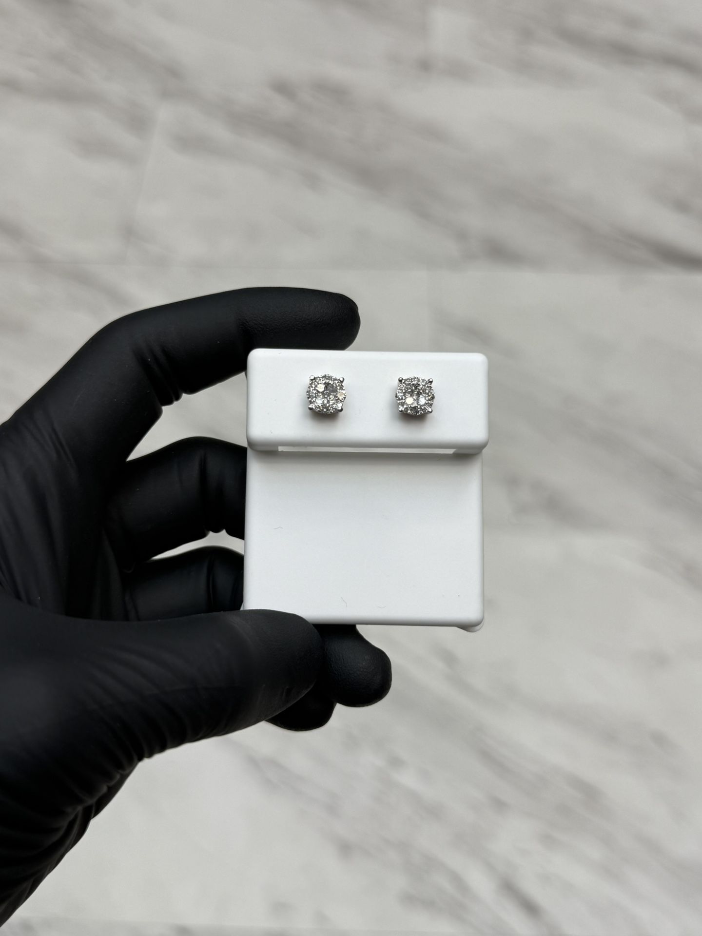 Natural Diamond Earrings 10K White Gold