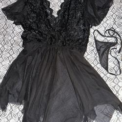 Black Lace Babydoll Lingerie Set
