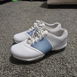Nike Air Golf Shoes Women’s 7 White Blue Spiked Cleats Athletic