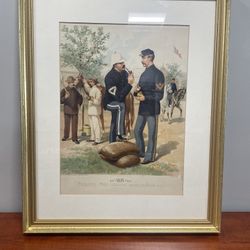 Wood framed Lithograph Titled "Enlisted Men, General Wear, Fatigue etc, 1888" 