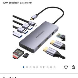 Laptop Docking Station Dual Monitor, Newmight Dual HDMI Adapter for 2 Monitors with 2 HDMI 4K, 1 Gbps Ethernet, PD 100W Charging, 3 USB 3.0, SD/TF Rea