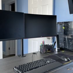 2 Monitors (24”) And Dual Monitor Stand 