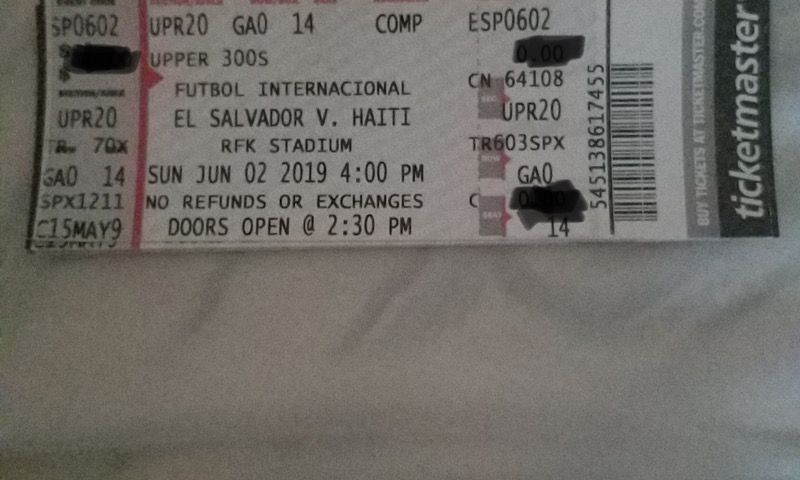 Vendo tickets para el partido del Salvador vs Haiti