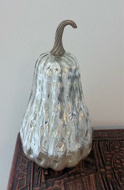 Silver Decorative Gourd 14" Pumpkin Decor