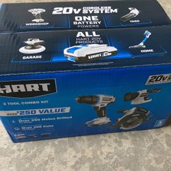 Hart 3 Tool Combo Kit 1/2” Drill Driver 6-1/2” Circular Saw LED Light New 