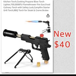 Kitchen Torch,Cooking Propane Blow Torch Lighter,Flamethrower Food Culinary Torch with Safety Lock,Campfire Starter Grill Torch,BBQ Torch for Steak Ne
