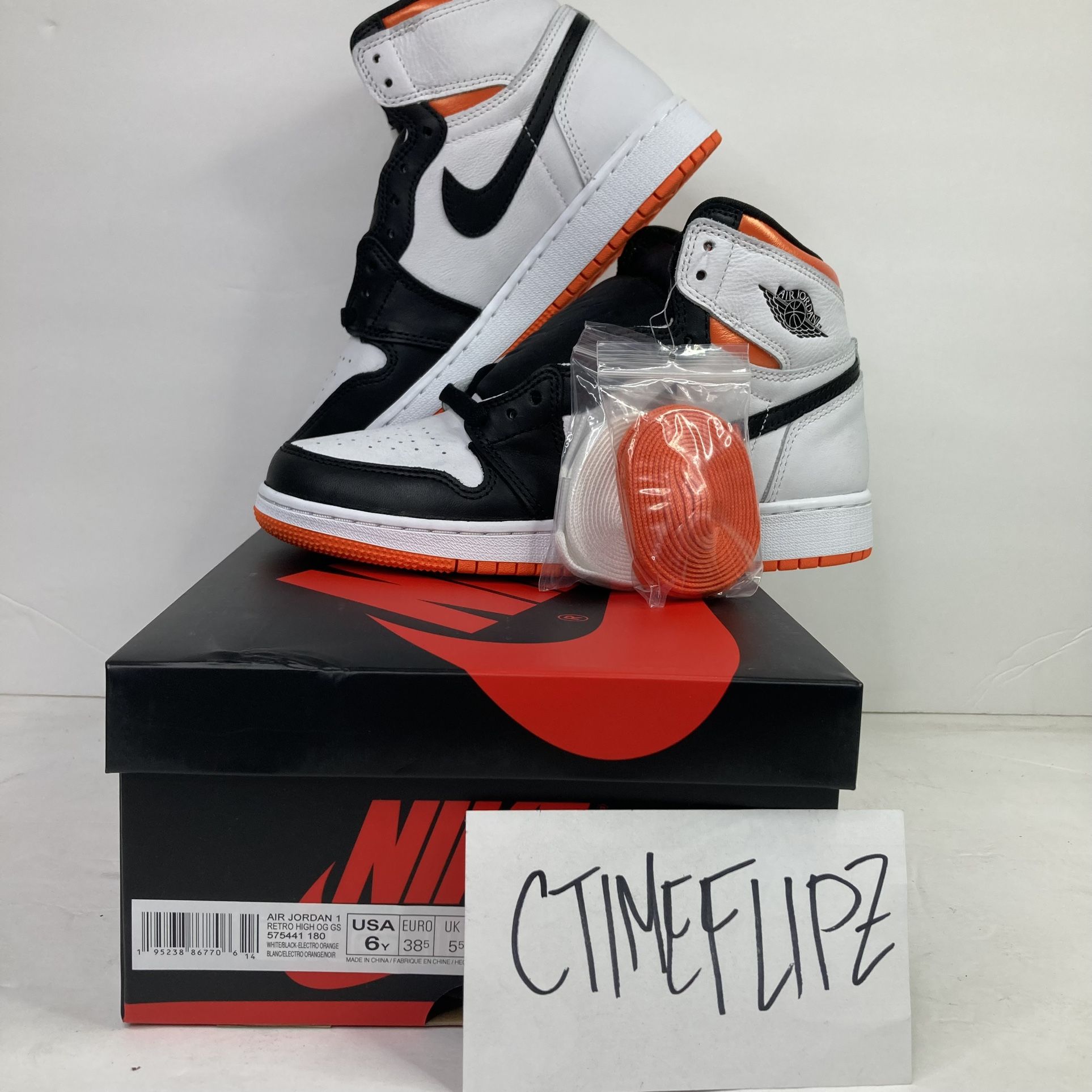 NEW Nike Air Jordan Retro 1 HIGH OG Electro Orange White 555088 