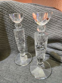 Beautiful 10" 24% Lead Crystal Candle Set