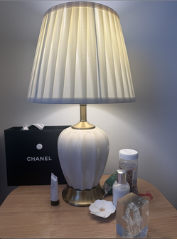 Vintage Crackle Glaze Ceramic Table Lamp — Brass Accents (set of 2)