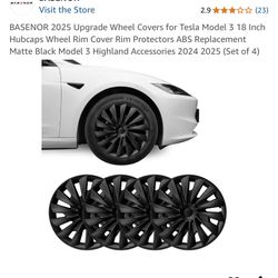 BASENOR 2025 Upgrade Wheel Covers for Tesla Model 3 18 Inch Hubcaps Wheel Rim Cover Rim Protectors ABS Replacement Matte Black Model 3 Highland Access