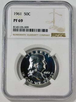1961 Silver Franklin Half Dollar BIG GRADE!  NGC Gem Proof 69