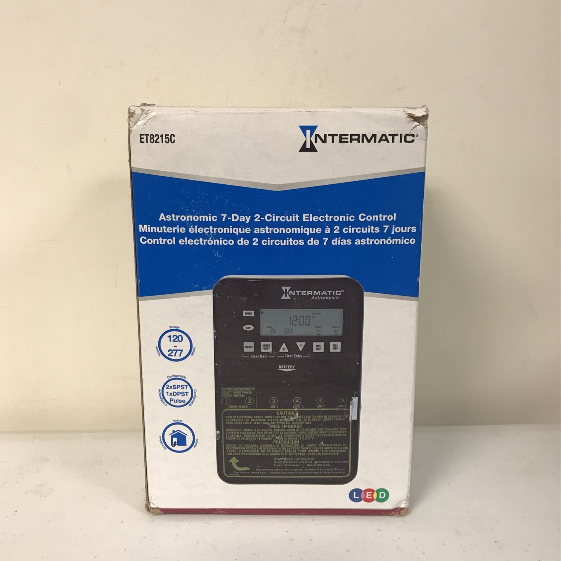 Intermatic ET8215C 7-Day 30 Amps 2 XSPST or DPST Electronic Astronomic Time Switch ,Clock Voltage 120 -Volt277-Volt NEMA 1 ,2 Circuit /30Amp. Gray. Pg