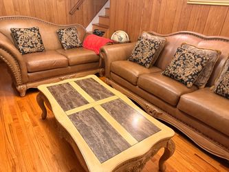 Leather Sofas and Coffee Table