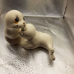 White Harp Seals Mother and Baby Snuggling Animals Ceramic Figurines
