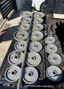 Weights Disc And Barbell Set Of Weights Lift 