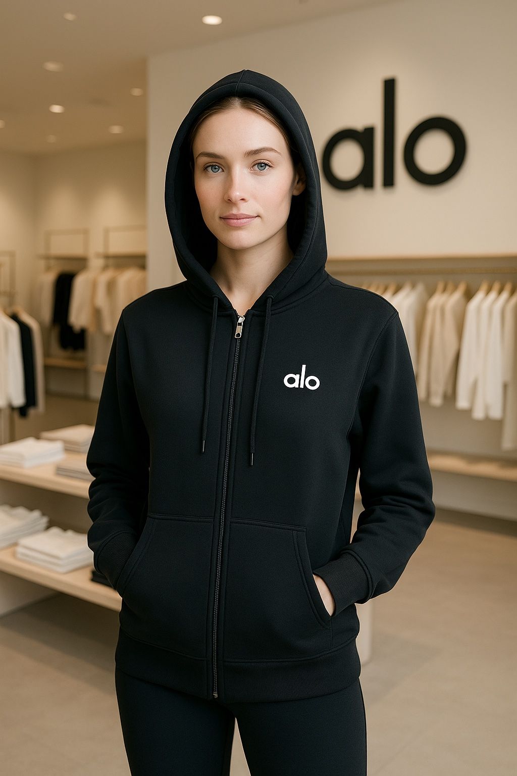 Women’s Full Zipper Hoodie Black 