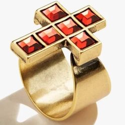 Crystal Cross Cocktail Ring By Alex and Ani New 