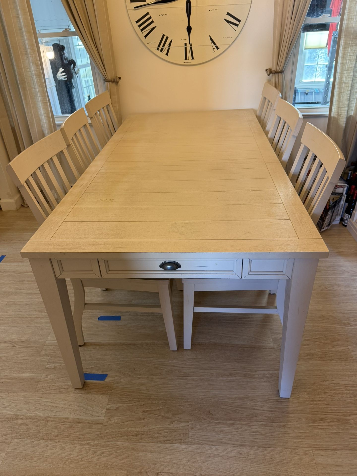 Kitchen Table White With 6 Chairs And Leaf Extender