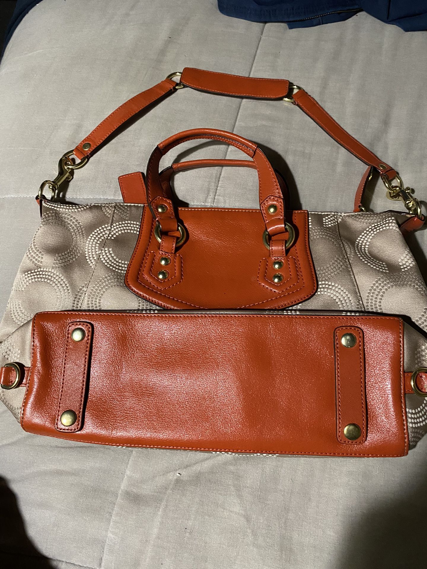 Vintage Coach Ashley Satchel Bright Orange Leather Satchel 2 Way 
