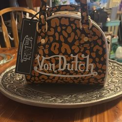 VON DUTCH ORANGE CHEETAH BOWLING BAG