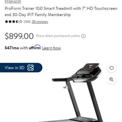 Proform trainer 10.0 online treadmill review