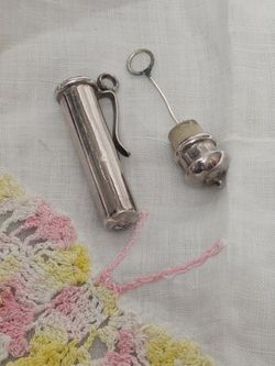 Vintage/Suspected Antique Sterling Silver Chatelaine Perfume Bottle Dabber Pendant, Marked 925, Rare Maker’s Mark