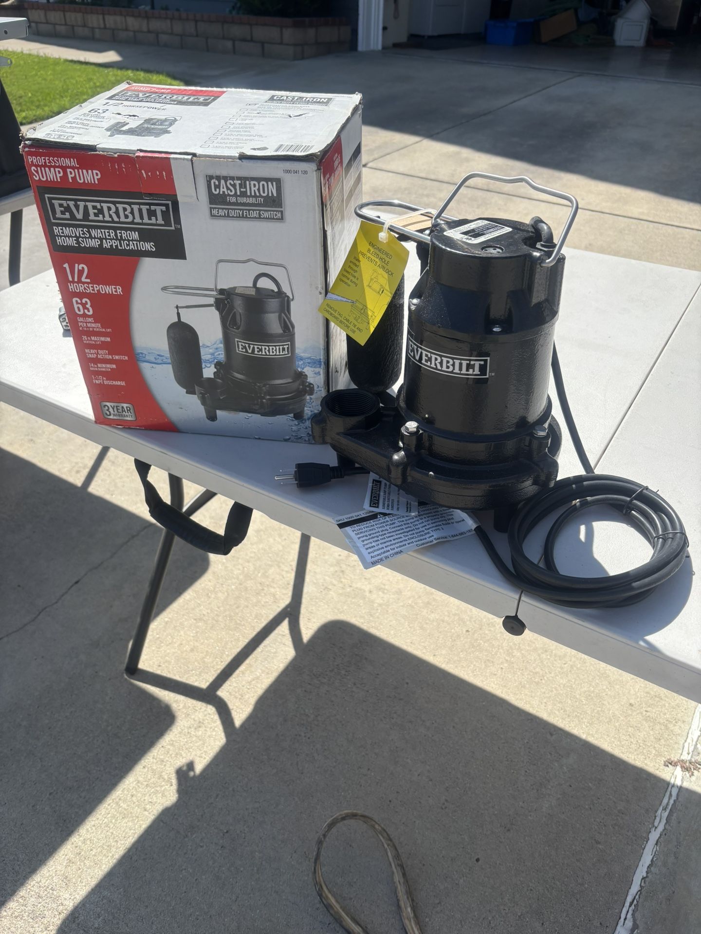 1/2 Horsepower Cast Iron Sump Pump