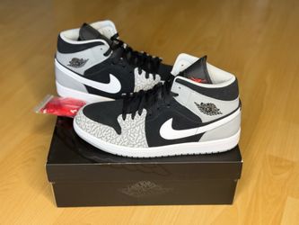 Nike Air Jordan 1 Mid SE Elephant Print Mens Sz 11 Black Grey White DM1200-016