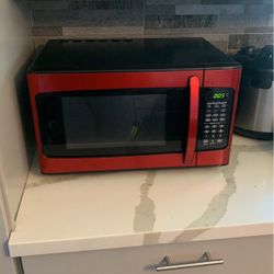 Red Hamilton Beach microwave 