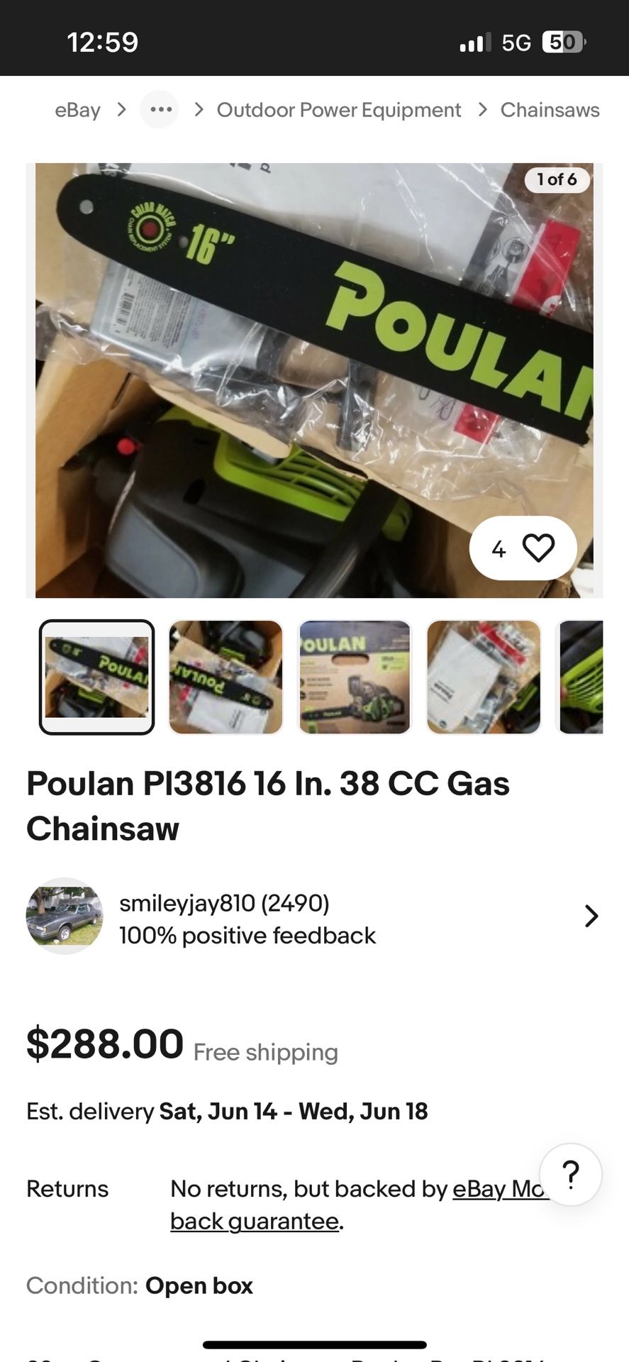 Poulan Chainsaw 16 In