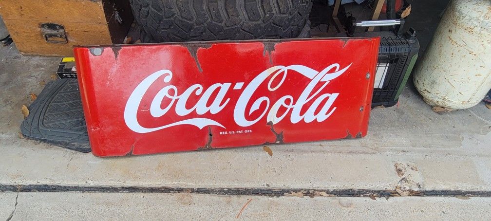 Vintage Coca Cola Porcelain 45X16 Sign