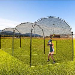Portable Outdoor Softball Baseball Batting Hitting Cages with Frame and Net for Home Backyard Accessories Heavy Duty Portable Batting Cage for Garage 