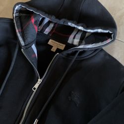 Burberry Hove Check Embroidery Logo Zip Hoodie