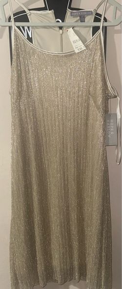 Gold Metallic Pleated Dress