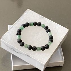 Green Aventurine & Lava Stone Bracelet 