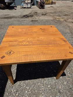 Solid Wood Dining Table with Inlay Detail