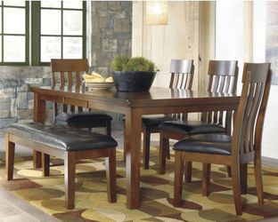Ashley Ralene 6 piece Dining Set with Extendable Table - 4 Chairs & Bench
