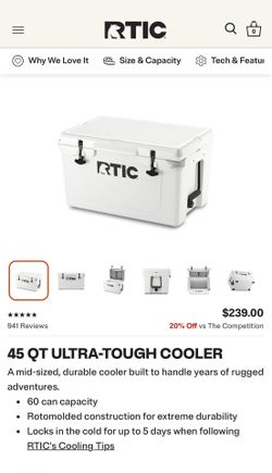 RTIC 45 QT ULTRA-TOUGH COOLER -NEW