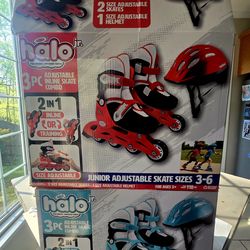 Kid's roller blades/skates and helmet sets size 3-6