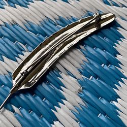 Vintage HSB Sterling Feather Brooch 