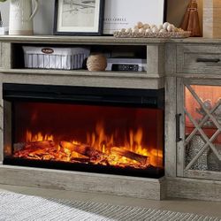  Farmhouse Electric Fireplace TV Stand