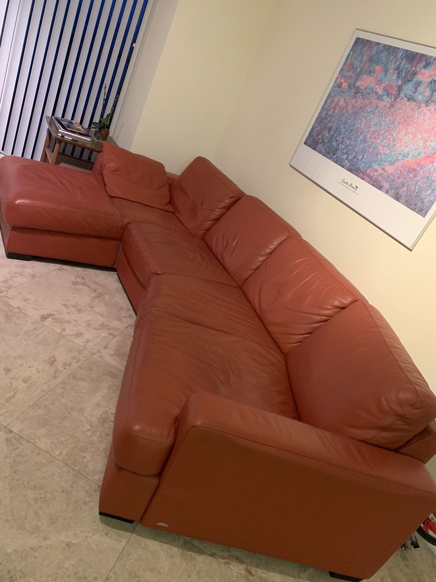*ItalSofa* Sectional Leather Couch Brown EXCELLENT 