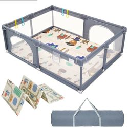 Brand New 71x47 Xl Baby Playpen With Mat, Portable Toddler Activity Center Anti Collision Foam Corral De Bebe Child Safety Gate
