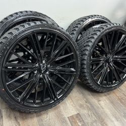 NEW 26 inch zl1 style wheels gloss black wrapped in 305/30r26 atturo xt tires