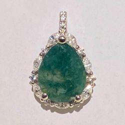 Moss Agate Silver Pendant 925
